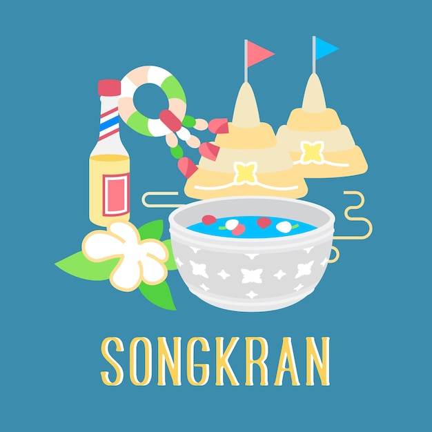 Vektor songkran thailand wasserfestival feier dekoration vektor-illustration