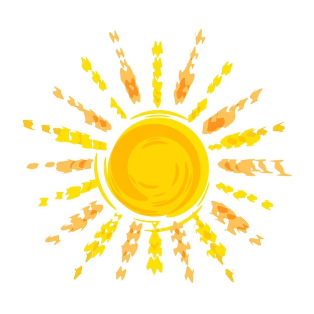 Vektor sonne bleistiftzeichnung logo vorlage für reisebüro sonnenkreis mit strahlen isoliert auf weiß