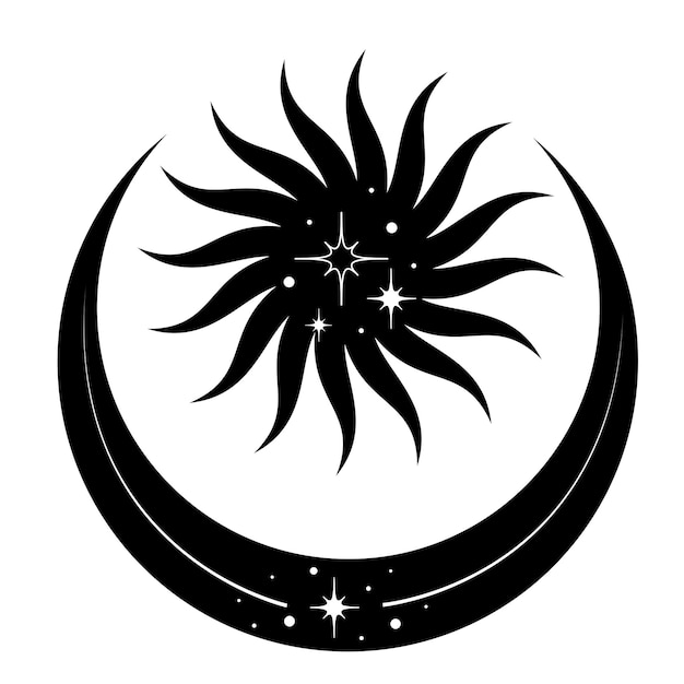 Vektor sonne, mond und sterne abstraktes symbol für kosmetika und verpackungen schmuck logo tattoo esoterisch