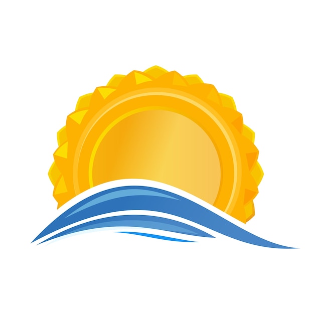 Sonne über dem Meer Sonnenaufgang-Logo-Symbol