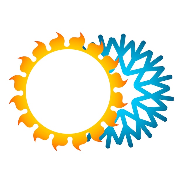 Sonne und schneeflocke, schönes design, symbol für klimaanlage und heizung