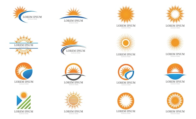 Sonne und sonnenuntergang logo und symbolvektor