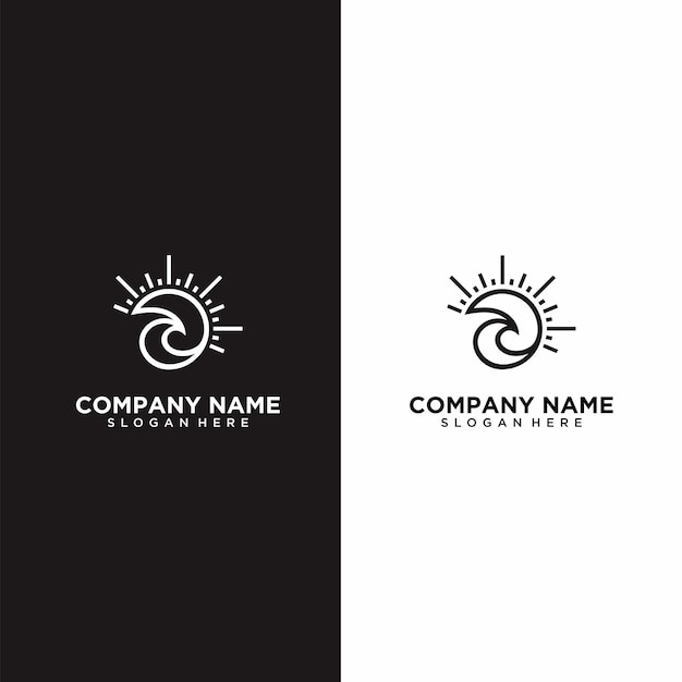 Vektor sonne und wellen logo design inspiration sommer logo