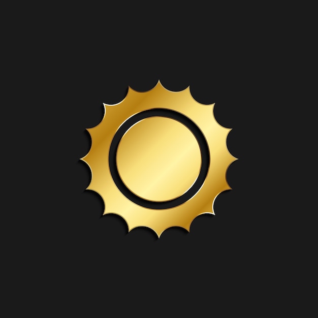 Sonnen-Gold-Symbol Vektor-Illustration des goldenen Stils Sommerzeit auf dunklem Hintergrund
