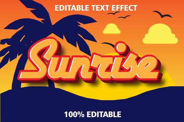 Sonnenaufgang editierbarer Texteffekt 3D-Prägung