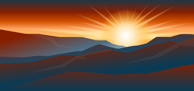 Sonnenaufgang Hintergrund Berge Silhouette mit Sonnenuntergang Licht