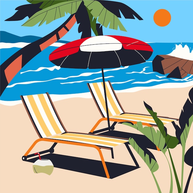 Sonnenbankillustration des flachen designs