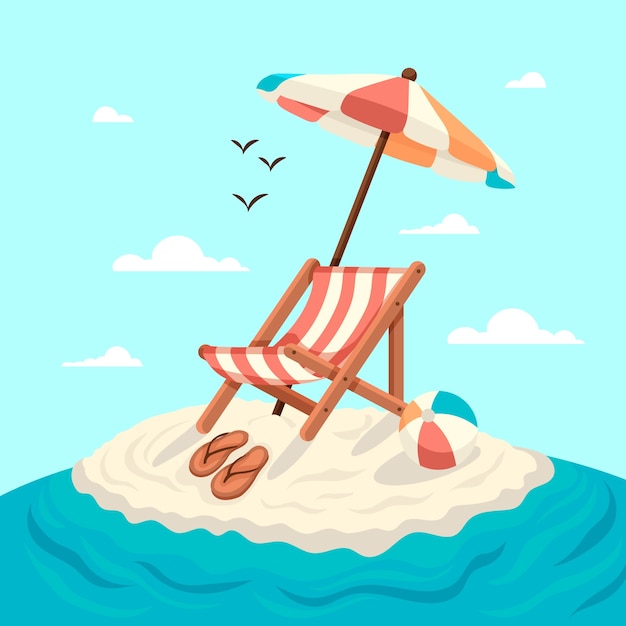 Sonnenbankillustration des flachen Designs