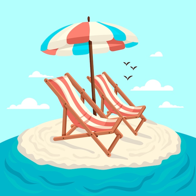 Sonnenbankillustration des flachen Designs