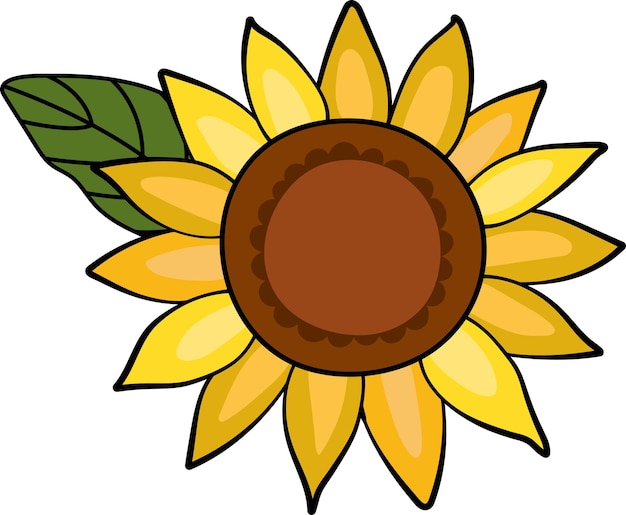 Vektor sonnenblume auf weißem, isoliertem hintergrund im cartoon-stil