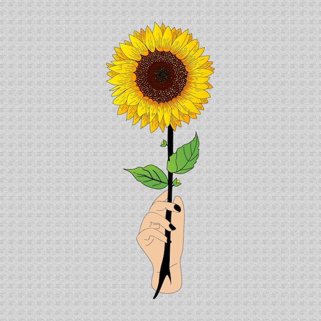 Sonnenblume mit einer Handdekoration und einem Vintage-Hintergrund