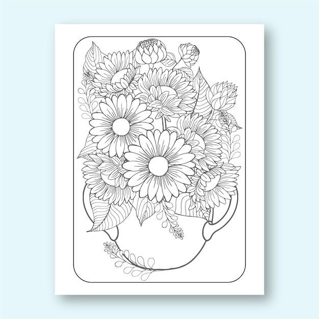 Vektor sonnenblumen linie kunst handgefertigte zeichnungen malvorlagen für kinder und erwachsene