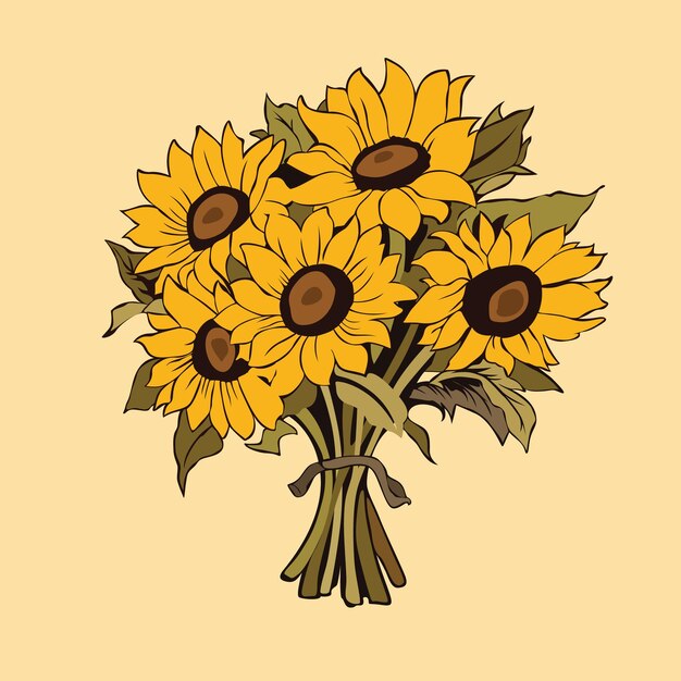 Sonnenblumen-serenade vektorgrafische illustration eines bouquets mit leuchtenden sonnenblüten