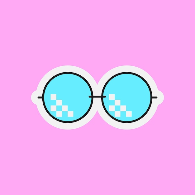 Vektor sonnenbrille im cartoon-stil pixel-stil niedliche aufkleber