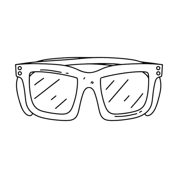 Sonnenbrille in der hand zeichnen gekritzelart lokalisiert auf einer weißen hintergrundvektorstockillustration
