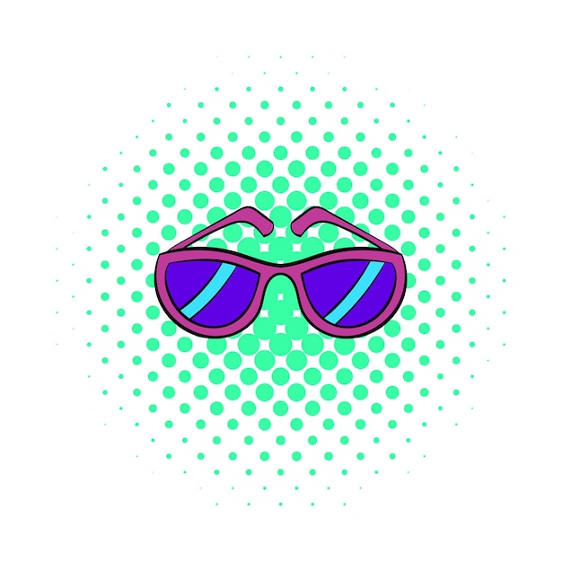 Sonnenbrillen-ikone im comic-stil isoliert auf weißem hintergrund