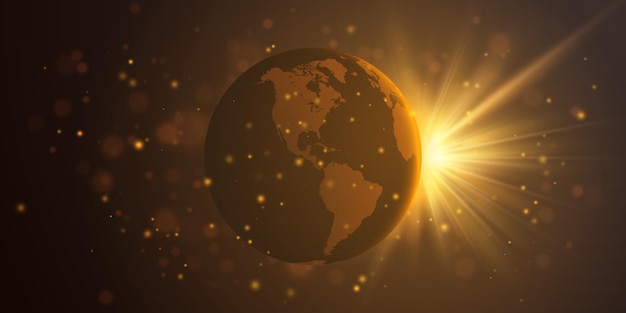 Sonnenfinsternis oder Kollision von Planeten Großer Blitz oder Explosion Vektorillustration