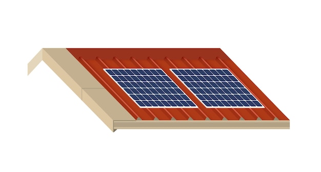 Sonnenkollektor auf einem hausdach, konzept nachhaltiger ressourcen, vektorillustrationsdesign.