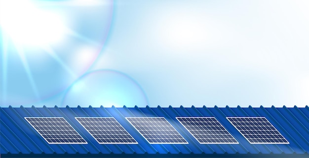 Sonnenkollektor auf einem hausdach, konzept nachhaltiger ressourcen, vektorillustrationsdesign.