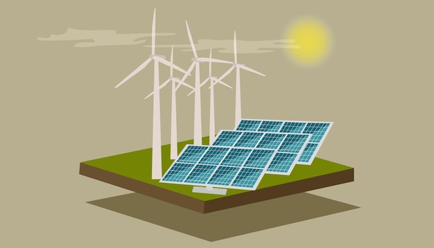 Sonnenkollektoren und Windturbinen