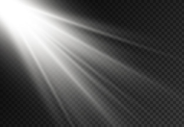 Sonnenlicht-Flare-Effekt strahlt Weißstrahleffekt-Unschärfe im Licht des strahlenden Frontsonnenlinsenblitzes