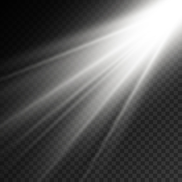 Sonnenlicht-Flare-Effekt strahlt Weißstrahleffekt-Unschärfe im Licht des strahlenden Frontsonnenlinsenblitzes
