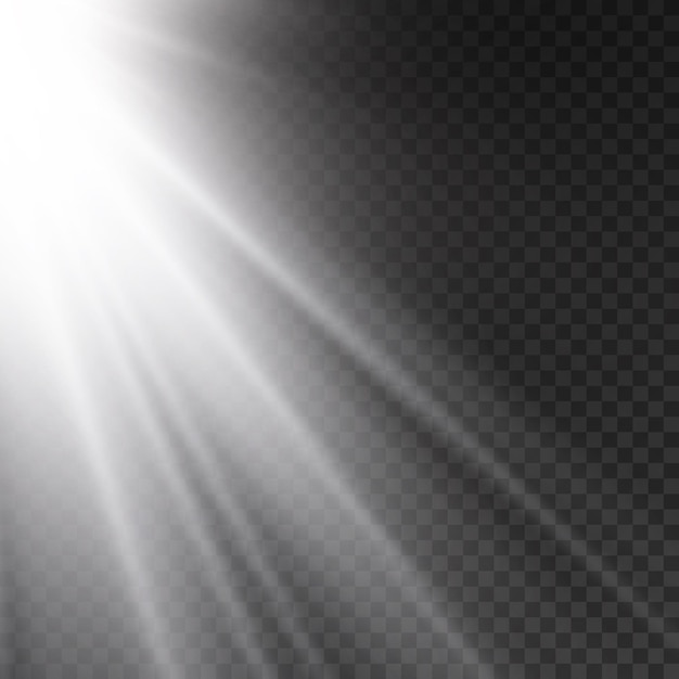 Sonnenlicht-Flare-Effekt strahlt Weißstrahleffekt-Unschärfe im Licht des strahlenden Frontsonnenlinsenblitzes