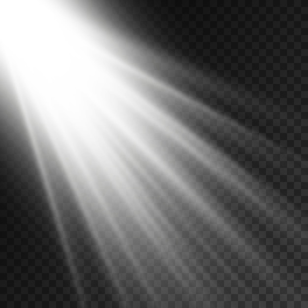Sonnenlicht-Flare-Effekt strahlt Weißstrahleffekt-Unschärfe im Licht des strahlenden Frontsonnenlinsenblitzes