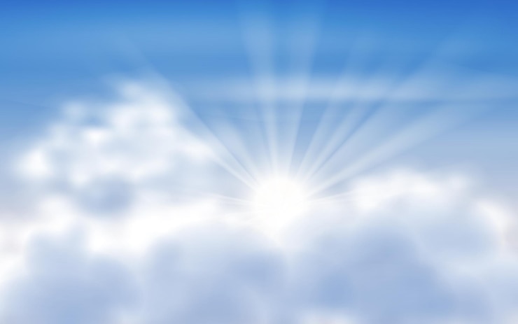 Vektor sonnenlicht und blauer himmel mit wolken