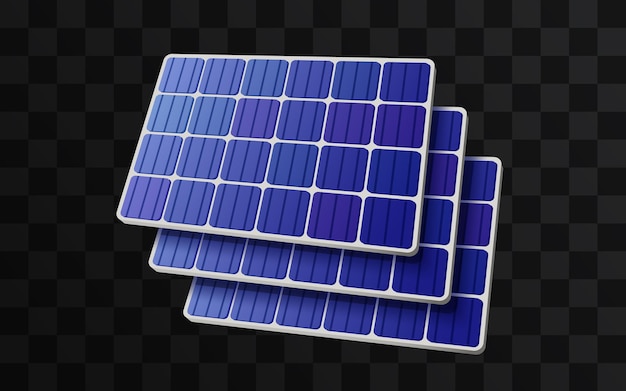 Sonnenpanel Sonnenenergie Solarzelle 3D isoliert auf durchsichtigem Hintergrund