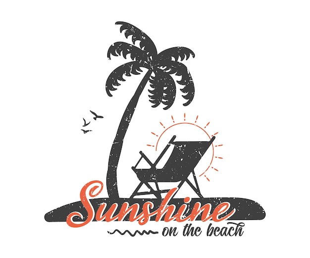 Sonnenschein am Strand Sommer Retro-Vintage-Vektordruck für T-Shirt Tassenaufkleber Modedruckdesign