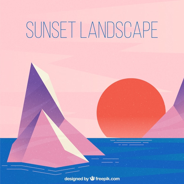Sonnenuntergang Hintergrund in geometrischen Stil