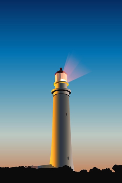 Vektor sonnenuntergang leuchtturm