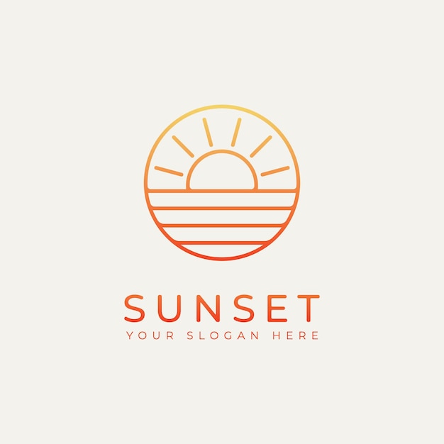 Sonnenuntergang minimalistische Linie Kunst Logo Vorlage Vektor Illustration Design