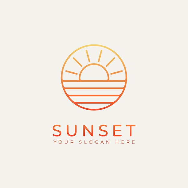 Sonnenuntergang minimalistische linie kunst logo vorlage vektor illustration design