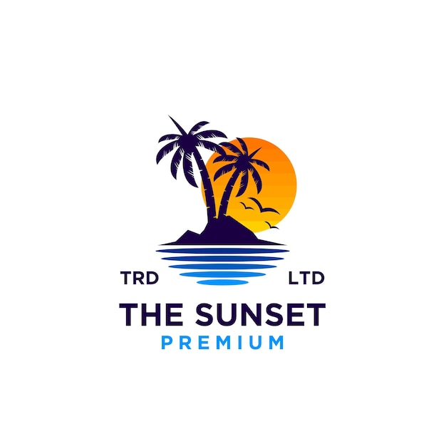 Sonnenuntergang strand logo design illustration vektor