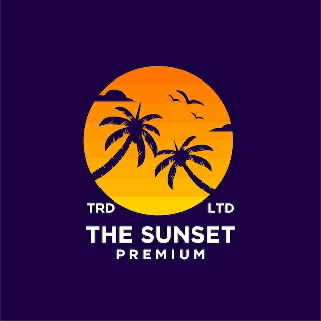 Sonnenuntergang strand logo design illustration vektor