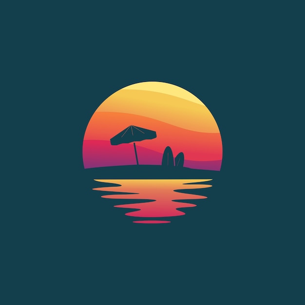 Sonnenuntergang strand logo design