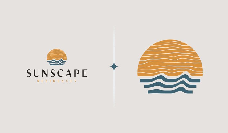 Sonnenuntergang Welle Logo Vorlage Universelles kreatives Premium-Symbol Vektorillustration