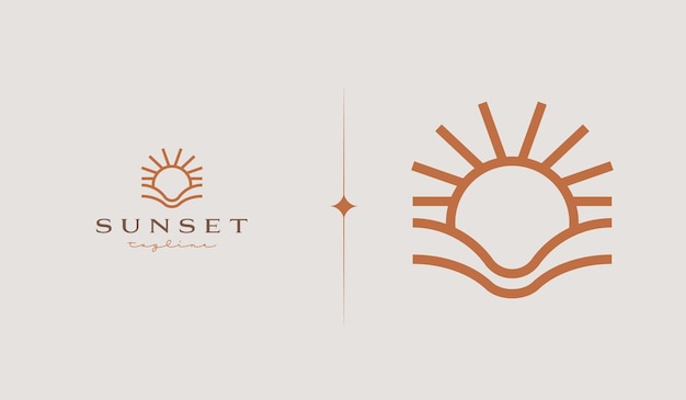 Sonnenuntergang-wellen-logo-vorlage universelles kreatives premium-symbol vektor-illustration kreative minimale designvorlage symbol für corporate business identity