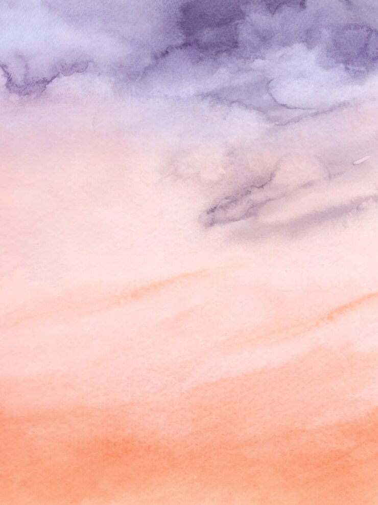 Sonnenuntergangshimmel lila und orange bewölkt abstraktes Design mit Aquarellpinsel für Naturhintergrund. Künstlerisch färben