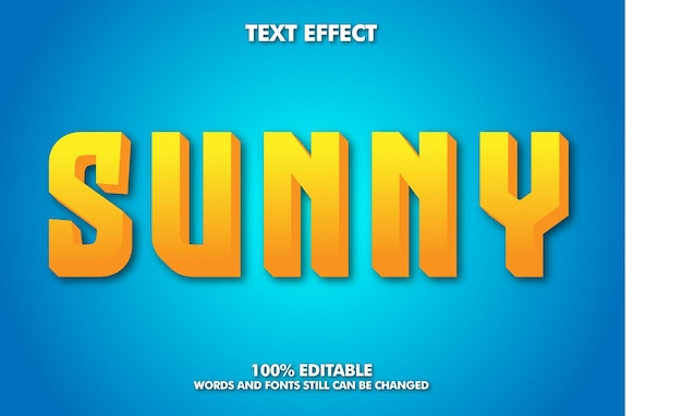 Sonnig Moderne fette 3D-Typographie ausgefallene Zeichentrickfilme bearbeitbare Texteffekte