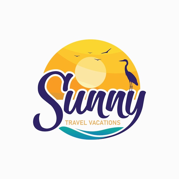 Sonniger reiseurlaub-logo-vektor