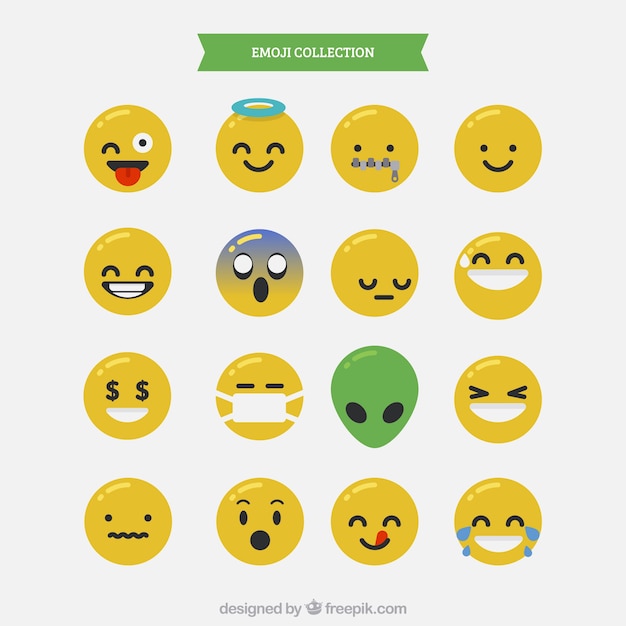 Vektor sortiment von ausdrucks emojis in flaches design