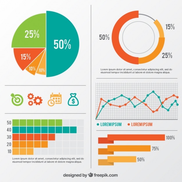 Sortiment von bunten infografik elemente