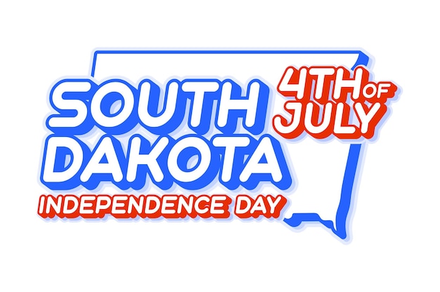 Vektor south dakota state 4. juli unabhängigkeitstag mit karte und usa nationalfarbe 3d-form von us