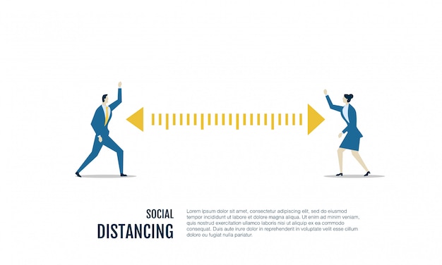 Soziale distanz flache illustration