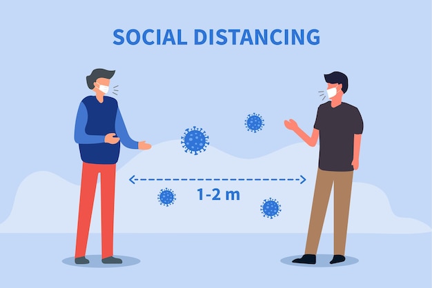 Vektor soziale distanzierung raum zwischen menschen, um die verbreitung des covid19-virus zu vermeiden