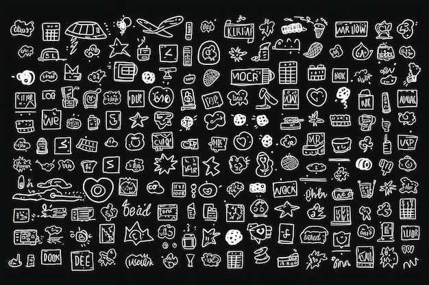 Soziale Medien Doodles Blackboard