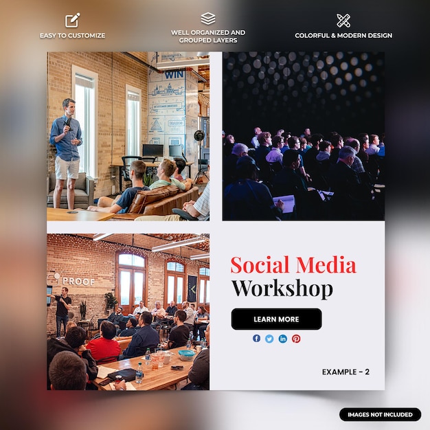 Soziale medien-workshop instagram-post-vorlage